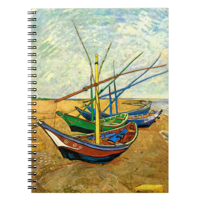 Van Gogh Fishing Boats on Beach at Saintes Maries Notebook (Front)
