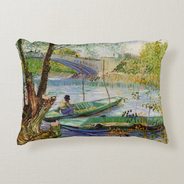 Van Gogh Fishing in the Spring, Pont de Clichy Accent Pillow (Front)