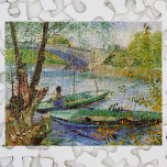Van Gogh Fishing in the Spring, Pont de Clichy Jigsaw Puzzle<br><div class="desc">Fishing in the Spring, the Pont de Clichy by Vincent van Gogh is a vintage fine art post impressionism maritime painting featuring a man in a boat fishing in the Seine river in springtime at the Pont de Clichy bridge. About the artist: Vincent Willem van Gogh was a Post Impressionist...</div>