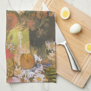 Van Gogh Floral Still Life Red Poppies & Roses Kitchen Towel