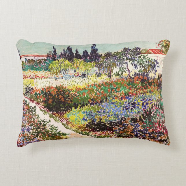 Van Gogh Flowering Garden At Arles Floral Fine Art Accent Pillow (Front)