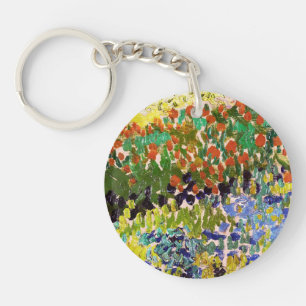 Van Gogh Flowering Garden At Arles Floral Fine Art Keychain