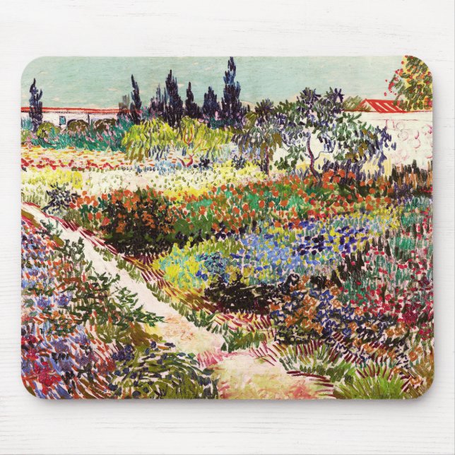 Van Gogh Flowering Garden At Arles Floral Fine Art Mouse Pad (Front)