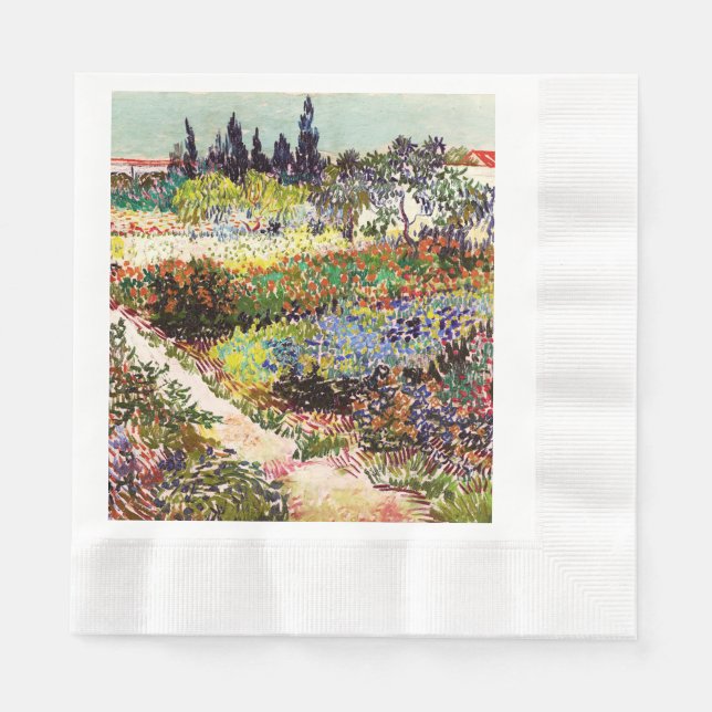Van Gogh Flowering Garden At Arles Floral Fine Art Napkin (Front)