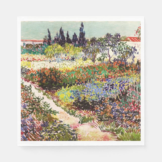 Van Gogh Flowering Garden At Arles Floral Fine Art Napkin (Front)
