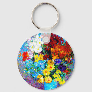 Van Gogh Flowers in a Blue Vase Keychain