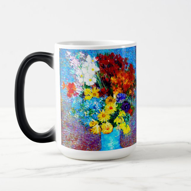 Van Gogh Flowers in a Blue Vase Magic Mug (Left)