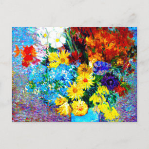 Van Gogh Flowers in a Blue Vase Postcard