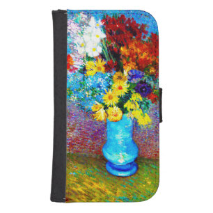 Van Gogh Flowers in a Blue Vase Samsung S4 Wallet Case