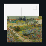 Van Gogh Garden at Arles Floral Impressionist Postcard<br><div class="desc">Garden at Arles (1888) is a breathtaking masterpiece by Vincent van Gogh, created during his most creatively vibrant period in Provence. This painting captures a lush, blossoming garden overflowing with a colourful tapestry of irises, daisies, and varied flora. A winding path leads the viewer’s eye through the textured landscape toward...</div>