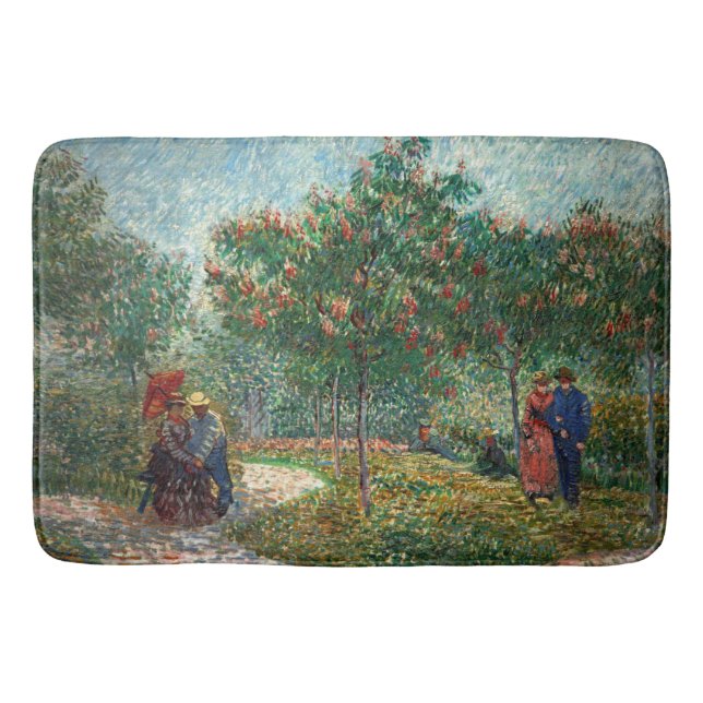 Van Gogh Garden in Montmartre with lovers Bath Mat (Front)