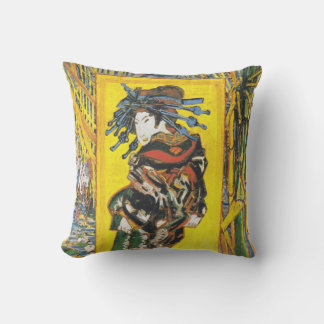 Van Gogh Geisha Throw Pillow