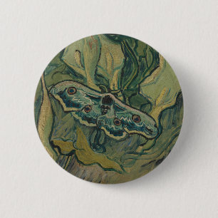 Van Gogh Giant Peacock Moth Vintage Nature ArtVan  2 Inch Round Button