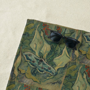 Van Gogh Giant Peacock Moth Vintage Nature ArtVan  Beach Towel