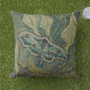 Van Gogh Giant Peacock Moth Vintage Nature ArtVan  Outdoor Pillow