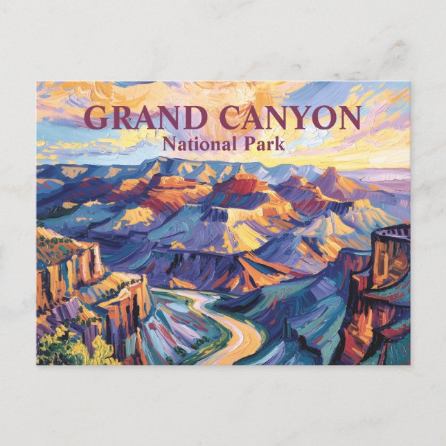 Van Gogh Grand Canyon Hopi Point Sunset Colourful Postcard (Front)