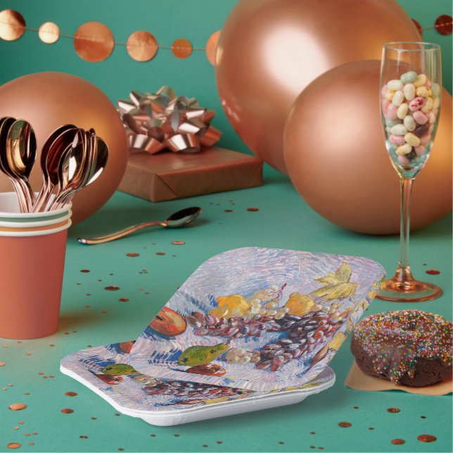 Van Gogh - Grapes, Lemons, Pears, and Apples, Paper Plate (Multi)