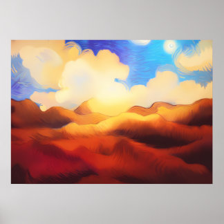 Van Gogh Grass Field and Beautiful Landscape Poster