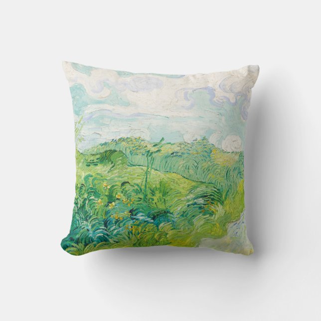 Van Gogh Green Wheat Fields Auvers. Impressionism Throw Pillow (Front)