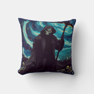 Van Gogh Grim Reaper Night And Day Throw Pillow
