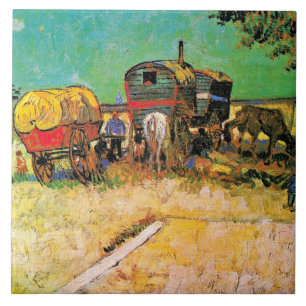 Van Gogh - Gypsy Camp with Horse Dray Tile