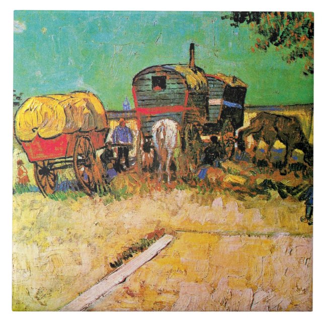 Van Gogh - Gypsy Camp with Horse Dray Tile (Front)
