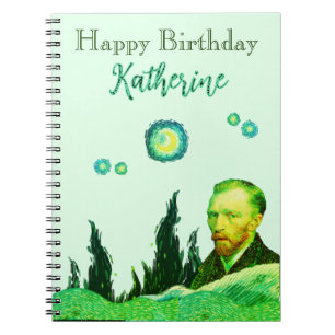 VAN GOGH happy birthday Katherine pink cute Notebook