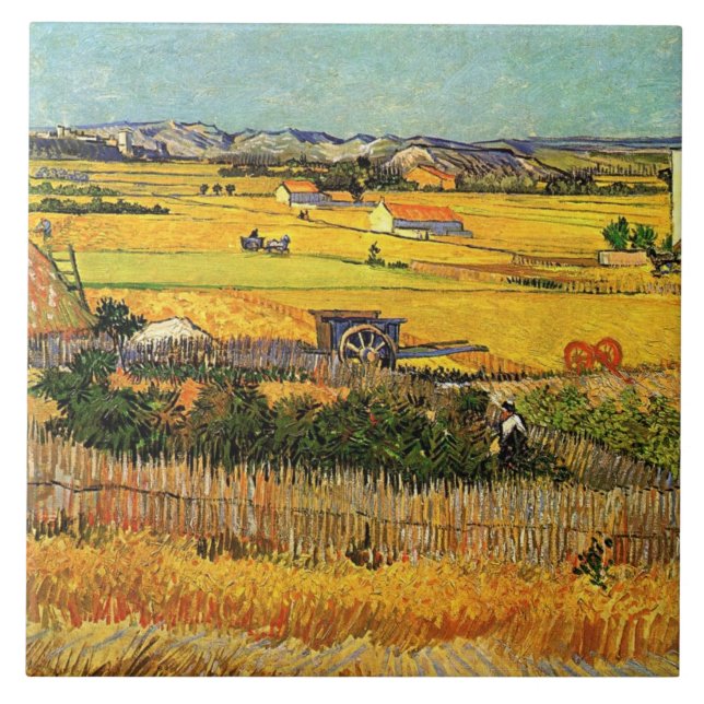 Van Gogh - Harvest at La Crau,  Tile (Front)
