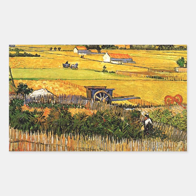 Van Gogh - Harvest at La Crau with Montmajour Sticker (Front)
