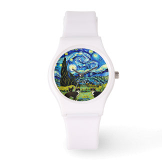 van Gogh inspired starry night cats Watch