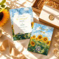 Van Gogh Inspired Sunflower QR Code Wedding