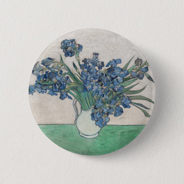 Van Gogh Iris Vase Painting Impressionism 2 Inch Round Button (Front)