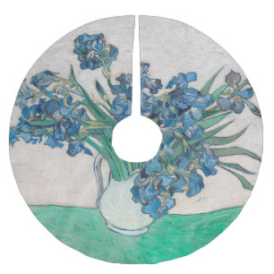Van Gogh Iris Vase Painting Impressionism Brushed Polyester Tree Skirt
