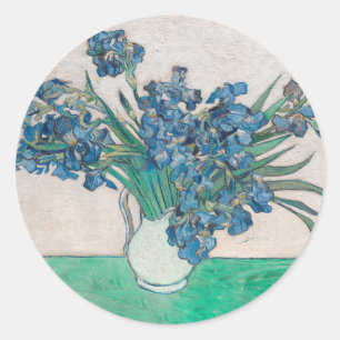 Van Gogh Iris Vase Painting Impressionism Classic Round Sticker