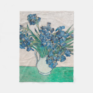 Van Gogh Iris Vase Painting Impressionism Fleece Blanket