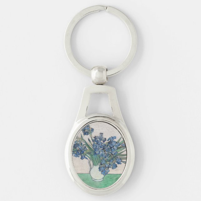Van Gogh Iris Vase Painting Impressionism Keychain (Front)