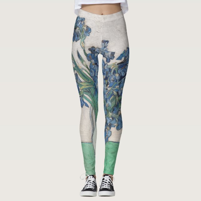 Van Gogh Iris Vase Painting Impressionism Leggings (Front)