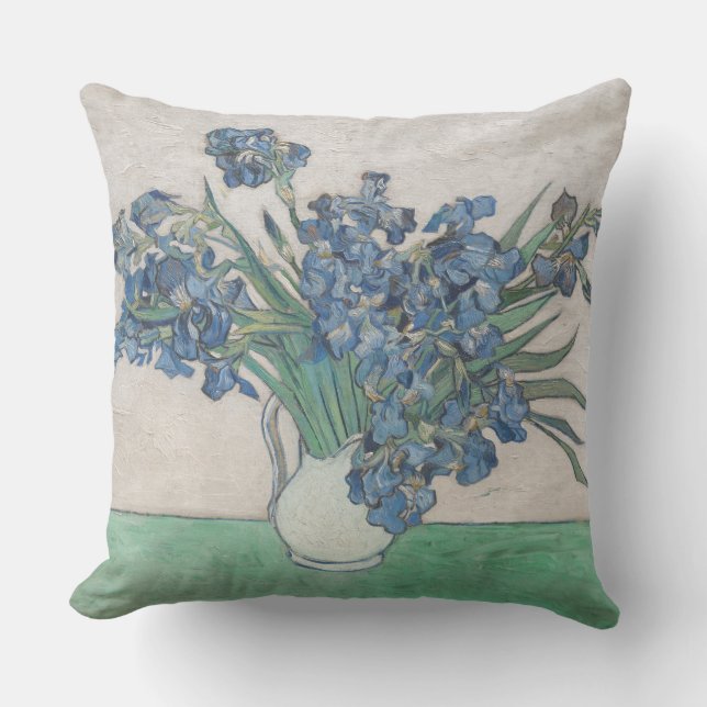 Van Gogh Iris Vase Painting Impressionism Outdoor Pillow (Front)