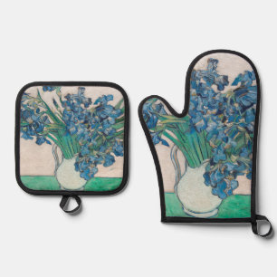Van Gogh Iris Vase Painting Impressionism Oven Mitt & Pot Holder Set