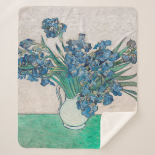 Van Gogh Iris Vase Painting Impressionism Sherpa Blanket