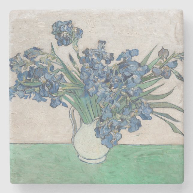 Van Gogh Iris Vase Painting Impressionism Stone Coaster (Front)