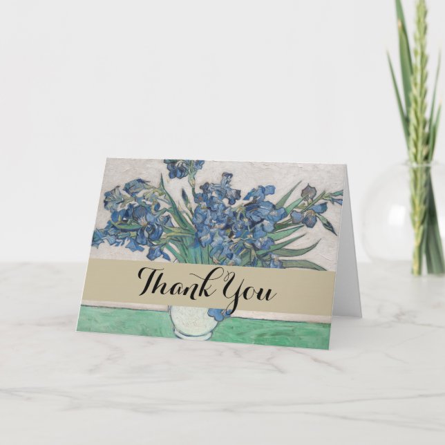 Van Gogh Iris Vase Painting Impressionism Thank You Card (Front)