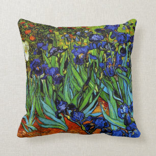 Van Gogh - Irises, 1889, artwork Throw Pillow