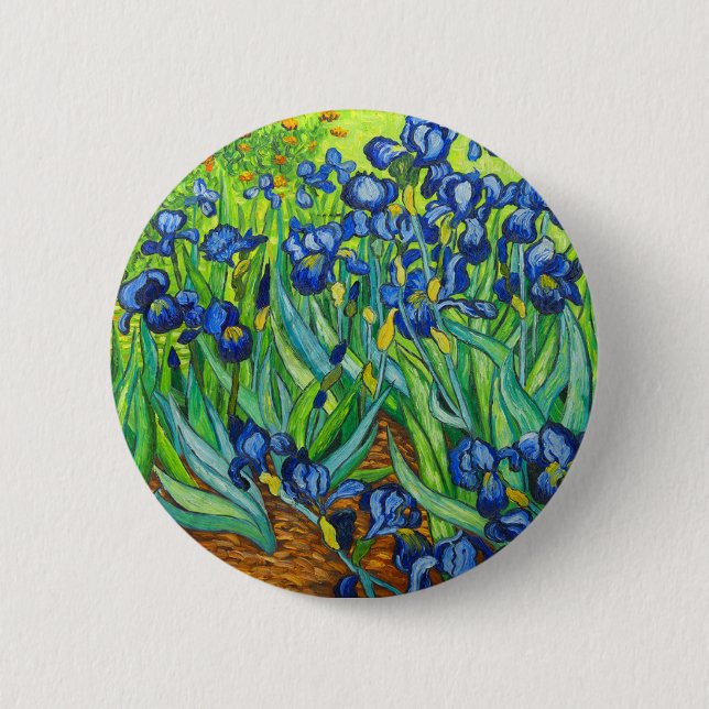 Van Gogh Irises 2 Inch Round Button (Front)
