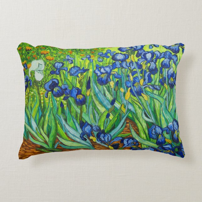 Van Gogh Irises Accent Pillow (Front)