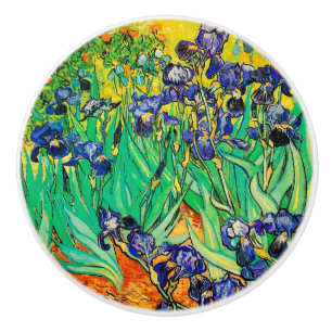 Van Gogh Irises at St. Remy, Purple Ceramic Knob