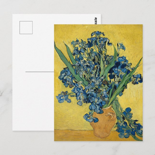 Van Gogh Irises - Bold Blue & Yellow Art Postcard (Front/Back)