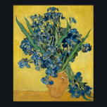 Van Gogh Irises - Bold Blue & Yellow Art Poster<br><div class="desc">This striking design features Vincent van Gogh’s 1890 masterpiece, "Vase with Irises, " renowned for its powerful colour theory. Created shortly before he left the asylum at Saint-Rémy, this work presents a lush bouquet of deep blue irises set against a brilliant, sun-drenched yellow background. Van Gogh’s masterful use of complementary...</div>