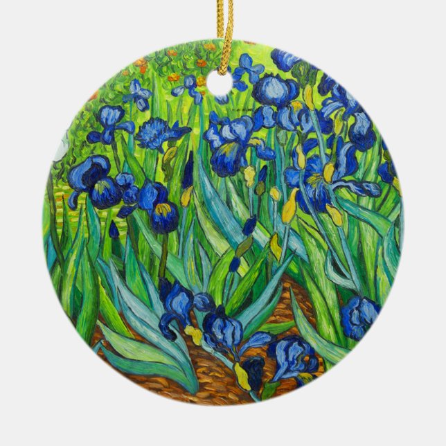 Van Gogh Irises Ceramic Ornament (Front)