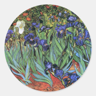 Van Gogh Irises (F608) Vintage Fine Art Classic Round Sticker